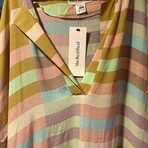 Mara Hoffman Pastel Flag Split V neck Tunic Dress Size S